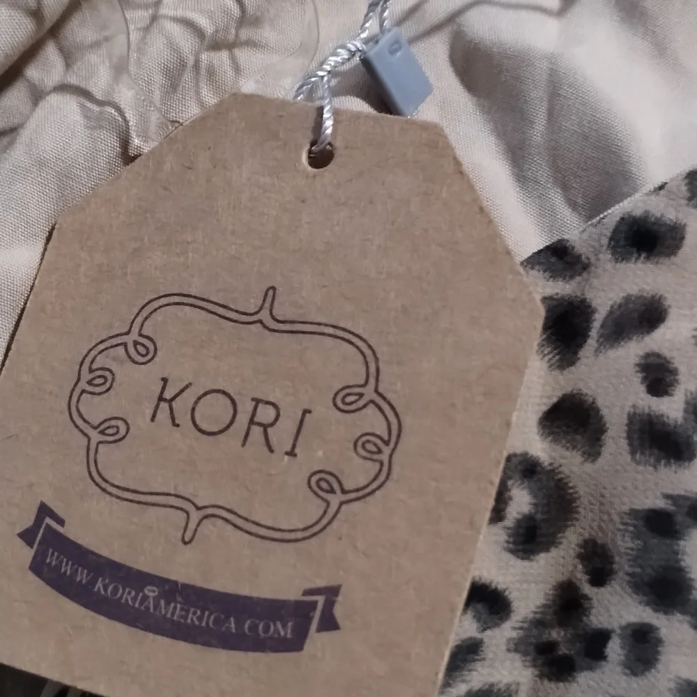 Kori Women's Leopard‎ Print Chiffon Boho  Flowy Smocked Dress size M Semi Sheer